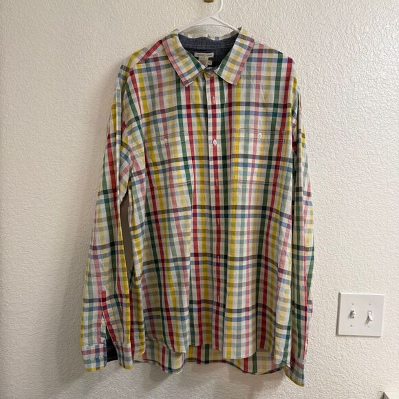 Carbon 2 Cobalt Shirt Mens XXL Button Up Plaid Cotton Long Sleeve - Picture 1 of 3